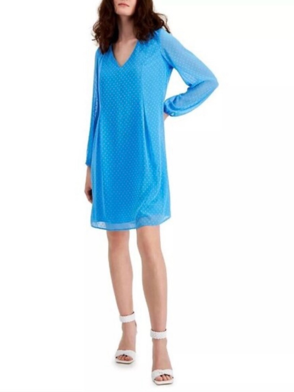 INC International Concepts Bright Blue V-Neck Mini Dress